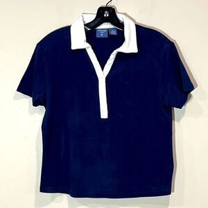 Blue Collared Ladies Polo Top By Mountain Lake. Size Medium. 100% Cotton.